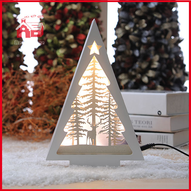 Christmas Decorative Pine Tree Frame Music Box As Led Home Decoration with Laser Cut Christmas Scene From Christmas Decoration Supplies