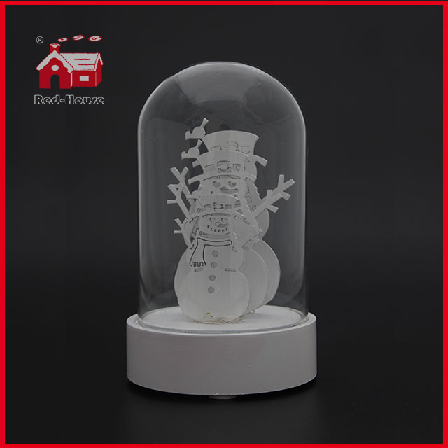 Snowman Inside Glass Dome LED Home Decorative Glass Balloon Decoration Glass Giftware