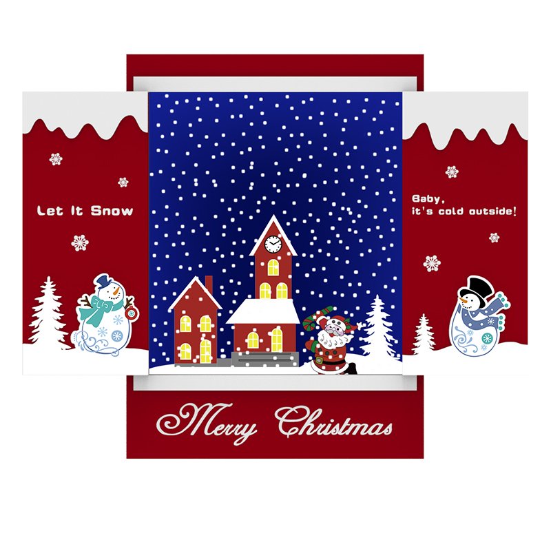 Window-shaped Home Wall Decor Snowing Christmas Decoration