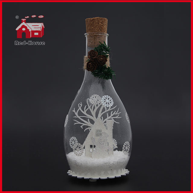 Glass Giftware Christmas Decoration LED Glass Bottle Decoration Christmas Tree Santa Inside