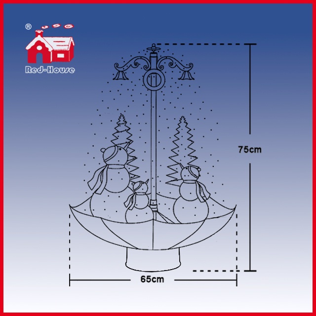 (118030U075-3S-BW) Snowing Christmas Decorations with Umbrella Base