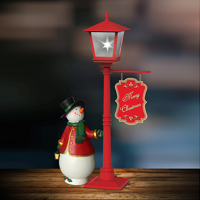magic light with snowman mini street post light