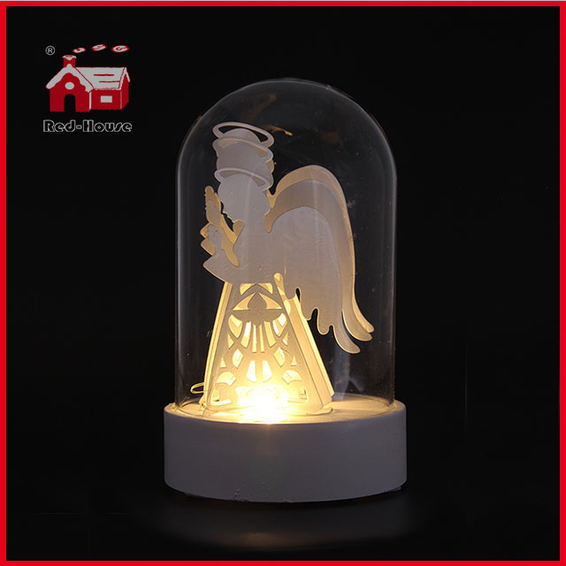 Multi Beautiful Design Wholesale Glass Dome with Base LED Glass Decoration Glass Bell Dome Angel Deer House