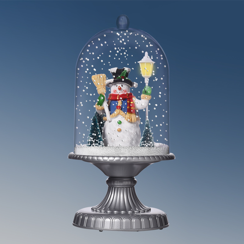 (G17X-W) 2019 Snowing Christmas White Hometable Cloche with Lighting and Music