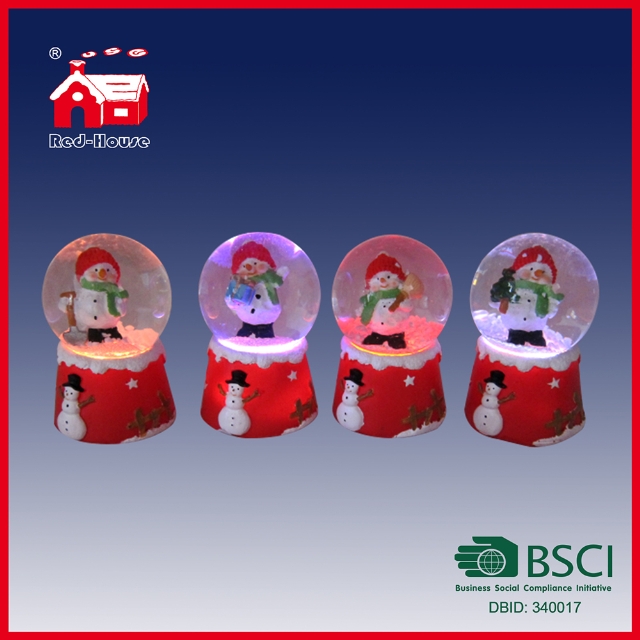 Cute Snowman Water Globe Holiday Crafts Snow Globe with LED Lights