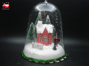 Christmas Decorative Hanging Glass Bell Cloche with Laser Cut Christmas Scene And Mini Led Street Light As Led Home Decoration From Christmas Decoration Supplies