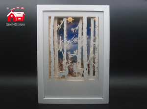 Christmas Decorative Big Rectangle Frame Music Box As Led Home Decoration with Snow Flake Moving And Laser Cut Christmas Scene From Christmas Decoration Supplies