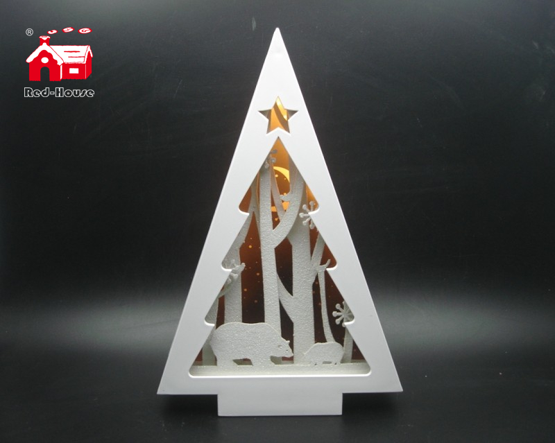 Christmas Decorative Pine Tree Frame Music Box As Led Home Decoration with Laser Cut Christmas Scene From Christmas Decoration Supplies