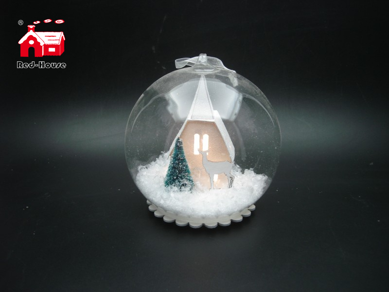 Christmas Decorative Hanging Led Lights Snow Globe with Christmas Ornaments Scene