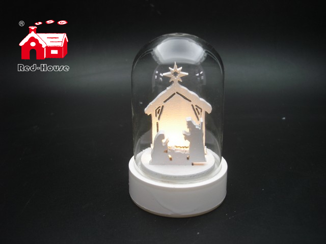 Christmas Decorative Mini Led Glass Dome with White Laser Cut Christmas Scene As Led Home Decoration From Christmas Decoration Supplies