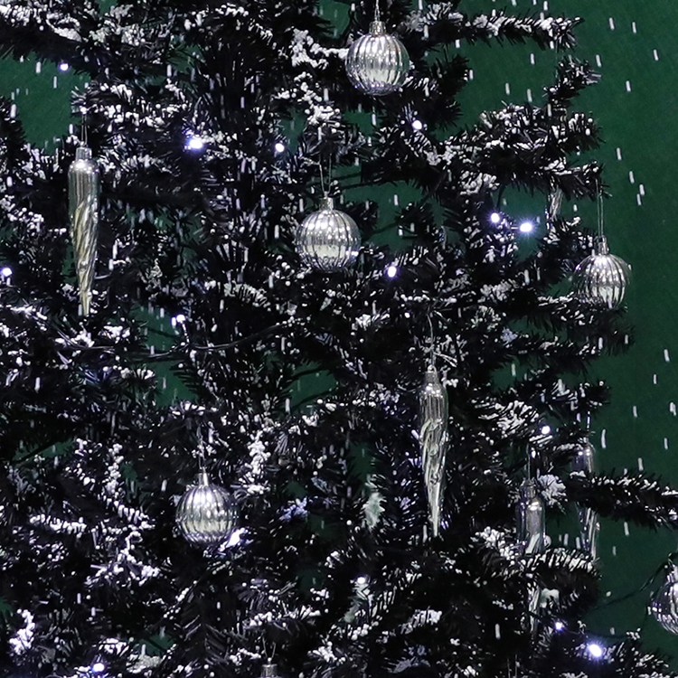 Black Christmas Tree with Flying Snow LED Lights and Music