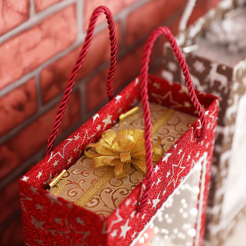 High Quality Tabletop Snowing Christmas Handbag Lantern with Music And Light Christmas Gifts for Kids 