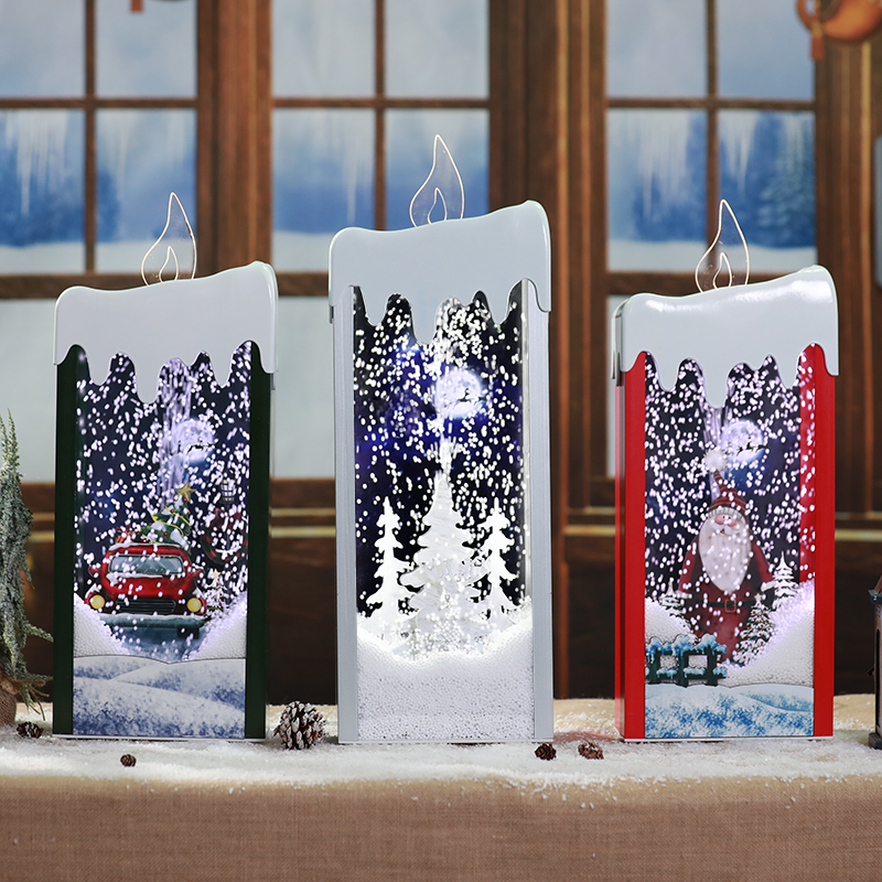 Interesting Xmas Decorations Led Christmas Lights Transparent Big Candle for Home Decor 