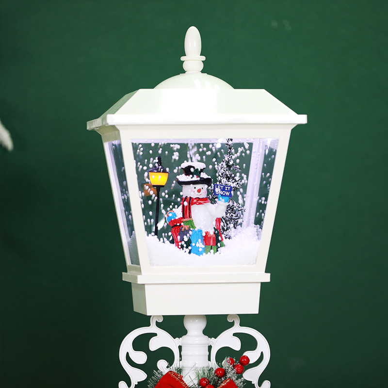 Outdoor Christmas Street Lamp with Falling Snow and Music