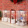 Red House Led Gift Bag Lantern Xmas Gift musical glitter Christmas Snow Globe Lantern