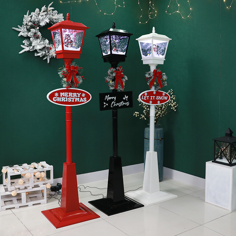 Outdoor Holiday Decoration Street Lamp with Flying Snow