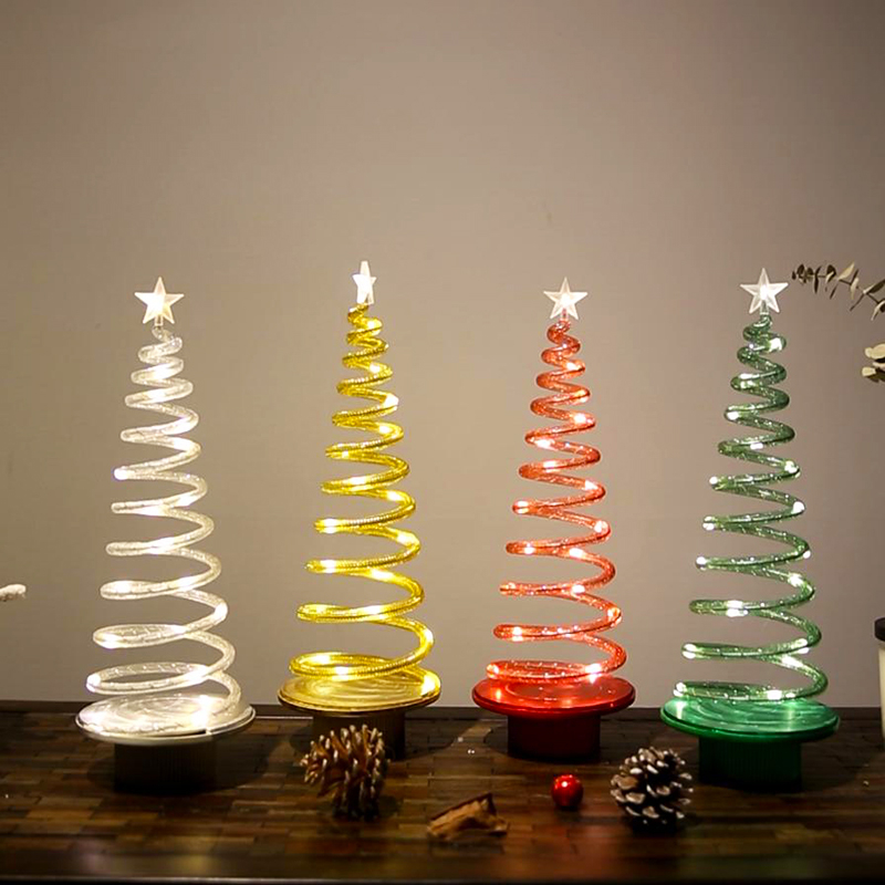 Tabletop Ornament Portable Led Lighted Revolving Small Christmas Tree