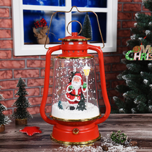 Rustic Portable Snowing Red Barn Lighted Lantern