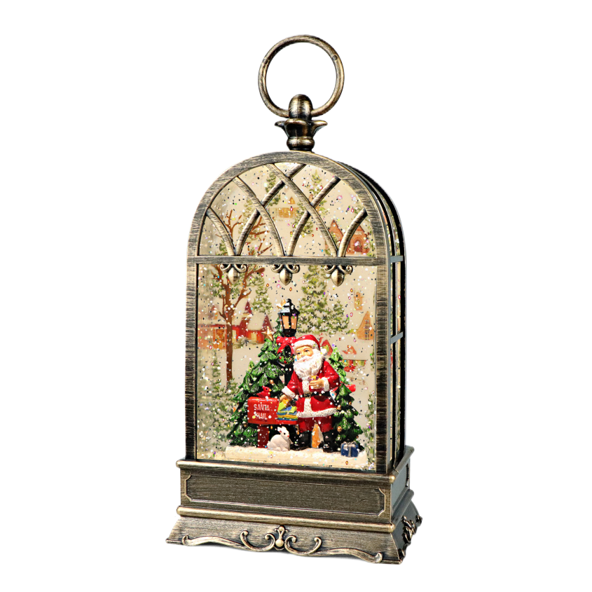 Lighted Christmas Snow Globe Lantern Musical Christmas Lantern Decoration Swirling Glitter for Gifts And Home Decor