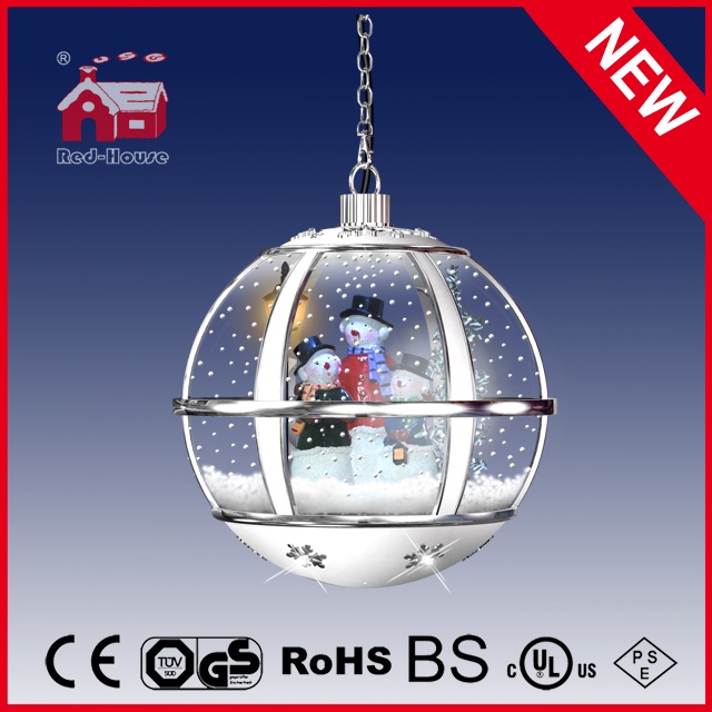 (LH30033-3S2-WS11) Snowing Christmas Decoration with Snow Flakes Hanging Snowglobe Lamp