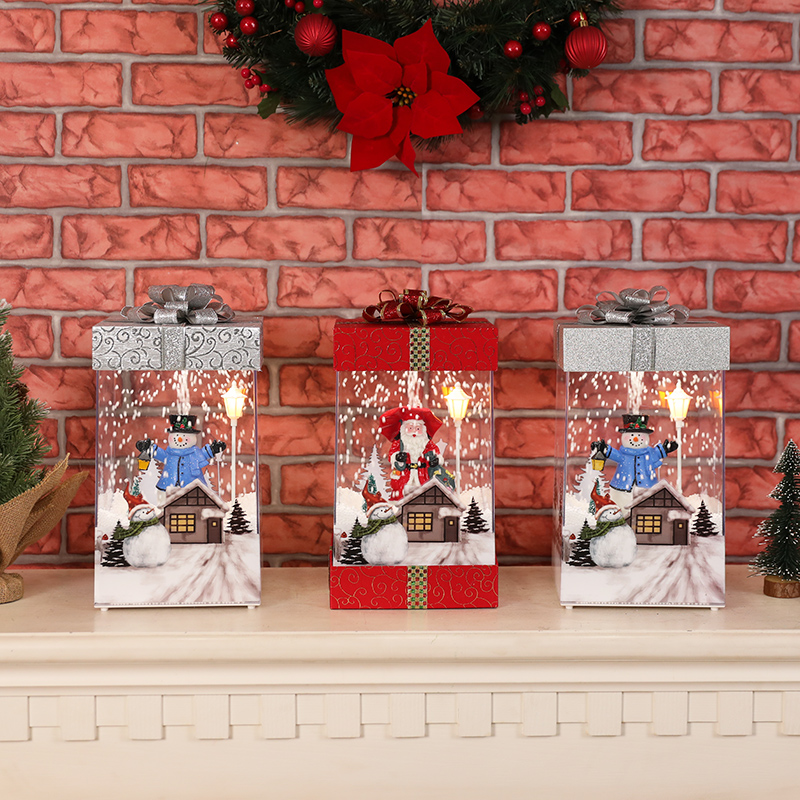 Red House novedadess 2021 Christmas home decoration gift boxes plastic music box lights christmas xmas gift bag