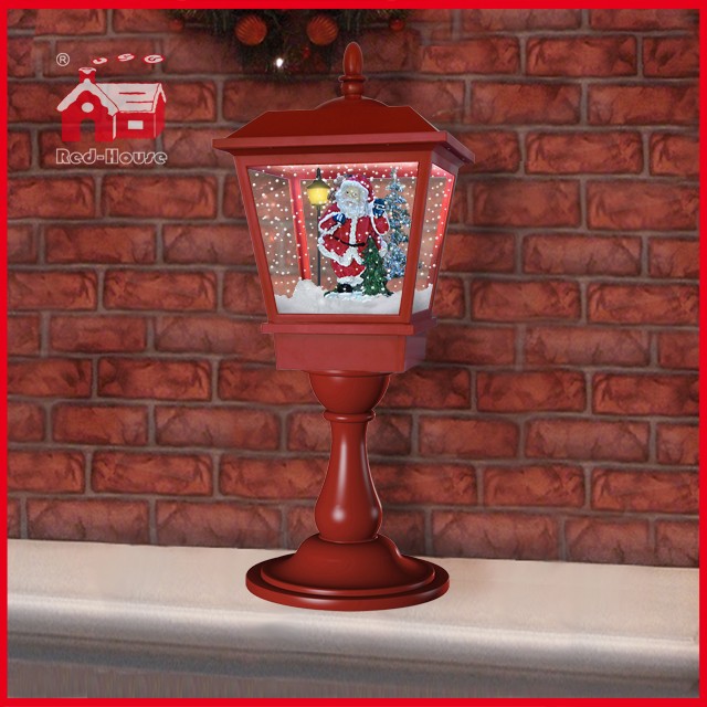(LT27064D-R) 2016 Musical Santa Claus Snowing Red Tabletop Christmas Lamp