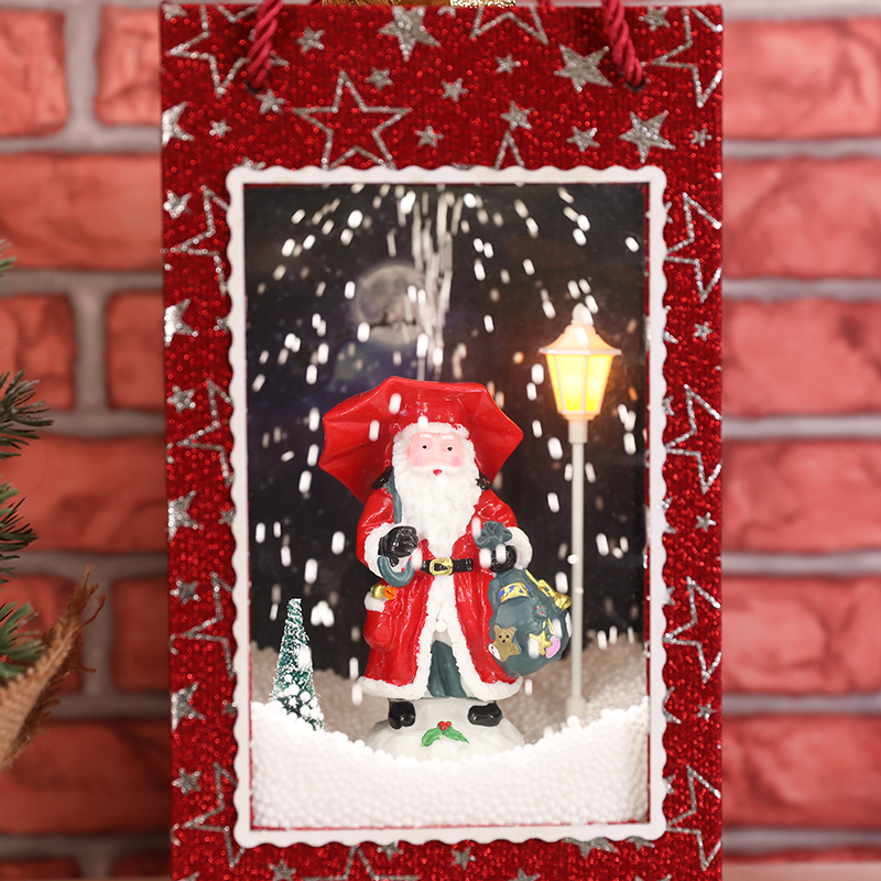 Santa Claus Escalada Christmas Decoration Gift Box Magical Xmas Gifts Christmas Snowing Lamp Lantern