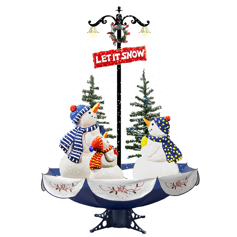 (40110U170-3S-BS) Snowing Christmas tree with holiday figures