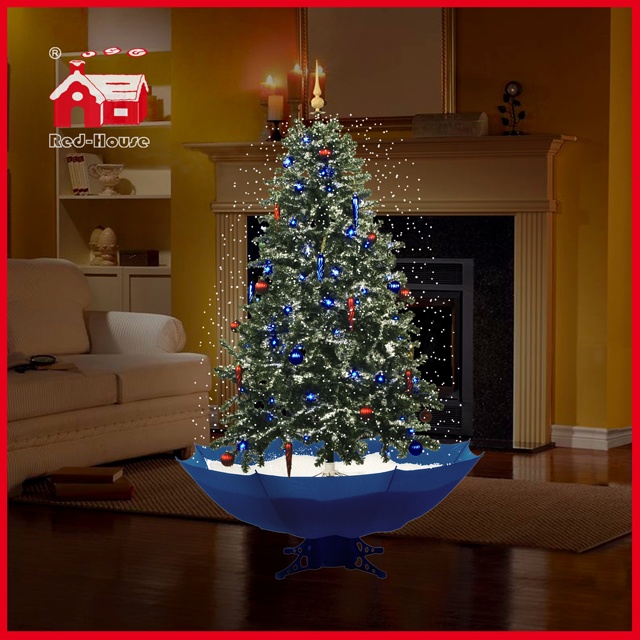 (40110U170-BW) Snowing Christmas Tree with Umbrella Base
