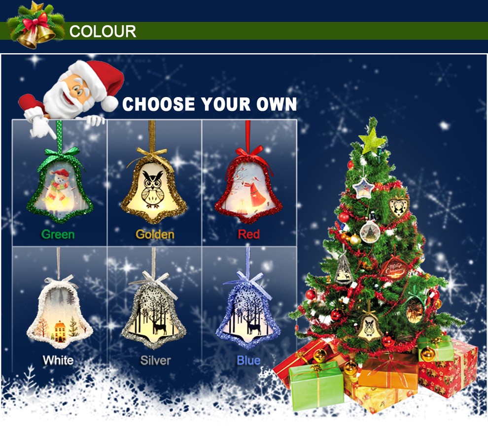 Wholesale Lighting Bell Shape Ornaments with Lace Hanger