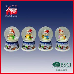 Cute Snowman Mini 45mm Round Glass Water Ball Beauriful Printing Base with LED