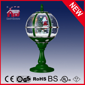 (LT30059B-GS10) Green Color Snowing Tabletop Lamp with Lace Decoration on Top