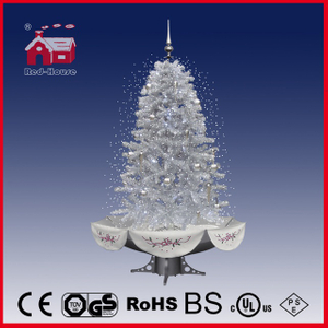 (40110U150-SS) All White Flying Snow Christmas Tree with LED and Music