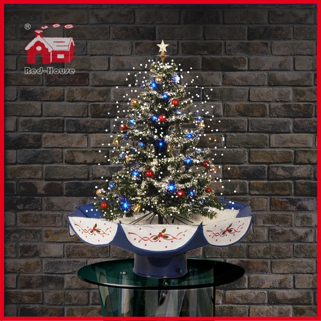 (18030U075-BS) 2016 Snowing Christmas Tree with Umbrella Base