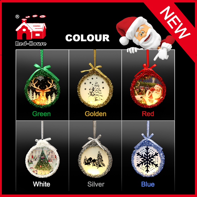 New Product Glass Christmas Round Hanging Decoration