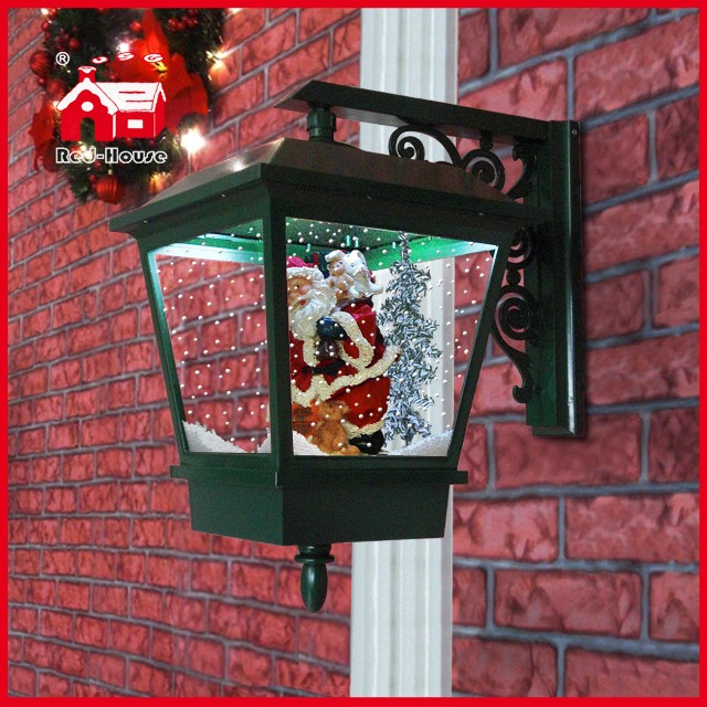 (LW40045E-G) 2016 Outdoor Lighted Snowing Wall Lamp Santa Claus Inside